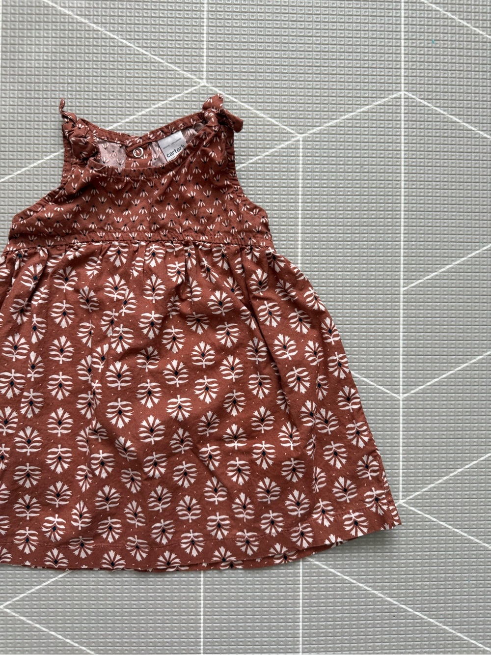 Carter's|Baby girl Rust brown boho Floral Sleeveless Dress in cotton•••Fall 9M